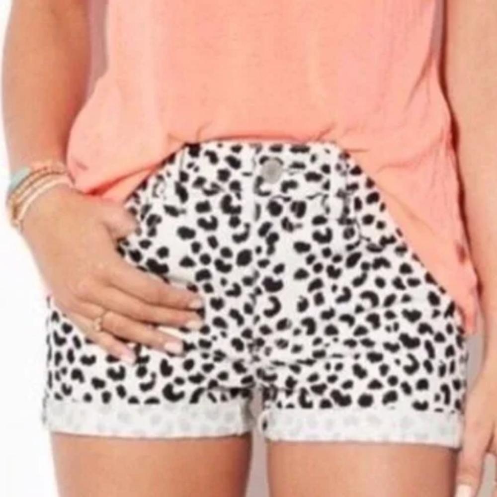 American Eagle VSCO Hipster Indie Animal Print Jean Shorts Size 4 Black White